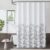 Metro Parlor Grey Fabric Shower Curtain 70×72 Inch, Floral Decor Printed on White Waffle Water Resistant Liner, Bathroom Hotel Spa Machine Washable Bath Curtain