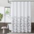Metro Parlor Red Orange Fabric Shower Curtain 70×84 Inch, Floral Decor Printed on White Waffle Water Resistant Liner, Bathroom Hotel Spa Washable Bath Curtain