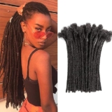 Loc Extensions Human Hair for Women/Men 14inch 100 Strands Width 0.4 cm Full Handmade Permanent Dreads Extensions Human Hair Can Be Dyed Bleached Curled
