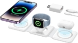HEYLINSI Wireless Charging Station, Foldable Magnetic Wireless Charging Pad with iPhone 14/13/12 Pro Max/X/XS, 3 in 1 Wireless Travel Charger for AirPods 3/2/Pro Apple Watch