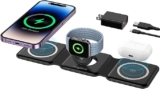 HEYLINSI Wireless Charging Station, Foldable Magnetic Wireless Charging Pad for iPhone 14/13/12 Pro Max/X/XS, 3 in 1 Wireless Travel Charger for AirPods 3/2/Pro Apple Watch