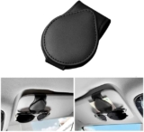 YAWALL Sunglasses Holders for Car Sun Visor – Magnetic Leather Glasses Eyeglass Hanger Clip for Car,Sunglass Holder and Ticket Card Clip for Car Visor Accessories (Black)