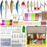 GOANDO Fishing Lures Fishing Gear Tackle Box Fishing Attractants for Bass Trout Salmon Fishing Accessories Including Spoon Lures Soft
