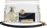 Lorbro Clear Purse for Women Stadium Approved, Clear Crossbody Bag, Semi-leather Chain Strap Bag for Sports Event, Concert