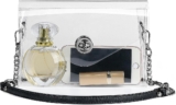 Lorbro Clear Purse for Women Stadium Approved, Clear Crossbody Bag, Semi-leather Chain Strap Bag for Sports Event, Concert
