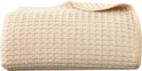 amorchoice 100% Cotton Waffle Weave Blanket for Bed – 405GSM – Luxury Decorative Soft Lightweight Breathable Blanket for All Season – Elegant Home Decoration