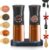 Gravity Electric Salt and Pepper Grinder Set – USB Rechargeable，Automatic Salt Pepper Mill with 5 Adjustable Coarseness, Ceramic Grinder with Bottom Cap, White LED Lights