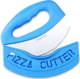 Suanyok Premium Pizza Cutter Food Chopper-Super Sharp Blade Stainless Steel Pizza Cutter Rocker Slicer with Protective Sheath Multi Function Pizza Knife Kitchen Tools,Dishwasher Safe (Blue)