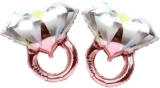 BinaryABC Diamond Ring Foil Balloon,Valentine’s Day Wedding Bridal Shower Anniversary Engagement Party Decoration,2Pcs(Rose Gold)