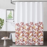 Metro Parlor Red Orange Fabric Shower Curtain 70×72 Inch, Floral Decor Printed on White Waffle Water Resistant Liner, Bathroom Hotel Spa Washable Bath Curtain