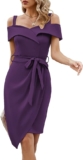 JASAMBAC Womens Ruched Bodycon Dress 2023 V Neck Off Shoulder Sleeveless Wrap Dresses for Cocktail Wedding Guest