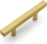 OYX 10 Pack 3 Inch Cabinet Pulls Brushed Brass Pulls,Gold Cabinet Handles Stainless Steel Square Gold Pulls for Kitchen and Bathroom