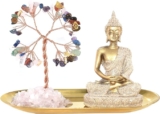 JINYUE 7 Chakra Crystal Tree Healing Stones Buddha Statue, Yoga Meditation Decor, Zen Spiritual Decor, for Home Bedroom