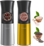 Gravity Electric Salt and Pepper Grinder Set – 5 Circles Adjustable Coarseness Pepper Mill with Ceramic Rotor, Battery Operated Automatic One Handed Salt Mill, LED Light, Stainless Steel，2 Packs