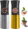 Gravity Electric Salt and Pepper Grinder Set – 5 Circles Adjustable Coarseness Pepper Mill with Ceramic Rotor, Battery Operated Automatic One Handed Salt Mill, LED Light, Stainless Steel，2 Packs