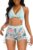 Womens High Waisted Swimsuits with Boy Shorts Brazilian Triangle Top Stripes Halter Bikini Two Piece Bathing Suits
