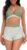 Womens High Waisted Swimsuits with Boy Shorts Brazilian Triangle Top Stripes Halter Bikini Two Piece Bathing Suits