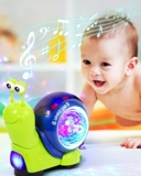 Crawling Snail Baby Toy, Walking Tummy Time Snail Toy for Babies Dancing Early Learning Educational Toys, Interactive Musical Light up Crawling Toys Moving Toddler Toys for Kids Infants (Green)