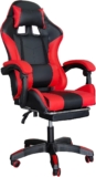 Gaming Chair, Computer Racing Chair with Footrest and Lumbar Support, Ergonomic High Back Office Chair with Headrest, Executive Swivel Rolling Leather Video Game Chair