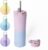 BOTTLE BOTTLE Insulated Coffee Tumblers with Dual-use Lid and Straw Double Walled Iced Travel Coffee Mug for Woman and Man 18 oz Stainless Steel Tumbler with Handle(Pink Blue