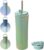 BOTTLE BOTTLE Insulated Coffee Tumblers with Dual-use Lid and Straw Double Walled Iced Travel Coffee Mug for Woman and Man 18 oz Stainless Steel Tumbler with Handle(green yellow