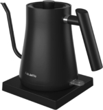Gooseneck Electric Kettle Fabuletta Pour Over Tea Kettle & Coffee Kettle 100% Stainless Steel BPA Free Electric Kettle 1500W Quick Heating 1L French Press for Family Matte Black