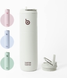 BOTTLE BOTTLE Insulated Water Bottle 24oz with Straw Lid and Handle for Sports Travel Gym Stainless Steel Water Bottles Double-Wall Vacuum Metal Thermos Bottles Leak Proof BPA-Free (Light Gray)