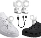 2 Pcs Croc Lights, Headlights for Crocs with Rechargeable IPX6 Waterproof,Headlights for Sports Shoe with 4 Light Modes Head Adjustable, Shoe Lights for Running,Walking Dog, Camping, Hiking (White)