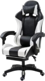 Gaming Chair, Computer Racing Chair with Footrest and Lumbar Support, Ergonomic High Back Office Chair with Headrest, Executive Swivel Rolling Leather Video Game Chair