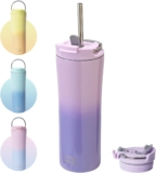 BOTTLE BOTTLE 18 oz Insulated Coffee Tumblers with Dual-use Lid and Straw Double Walled Iced Travel Coffee Mug for Woman and Man Stainless Steel Tumbler with Handle(Purple Gradient