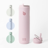 BOTTLE BOTTLE Insulated Water Bottle 24oz with Straw Lid and Handle for Sports Travel Gym Stainless Steel Water Bottles Double-Wall Vacuum Metal Thermos Bottles Leak Proof BPA-Free (Light Pink)