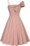 JASAMBAC Women’s One Shoulder Dresses Aline Cocktail Wedding Guest Skater Dress with Pockets