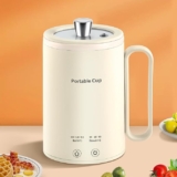 Portable Electric Kettle Travel Small Stew Pot Mini Cooker Personal Health Cup,Water Boiler with Temperature Control,Timer，400ml