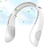 Portable Neck Fan, 360° Cooling Personal Fan, Hands Free Bladeless Fan, Battery Operated, USB Rechargeable, 3 Speeds Wearable Quiet Fan for Outdoor Indoor, White