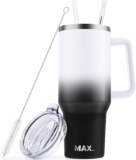 MaxBase 40 oz Tumbler with Handle and Straw Lid, Insulated Reusable Stainless Steel Travel Mug Keeps Drinks Cold up to 34 Hours, 100% Leakproof Bottle for Water, Iced Tea or Coffee