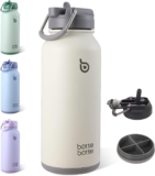 BOTTLE BOTTLE 32oz Insulated Water Bottle Stainless Steel Sport Water Bottle with Straw Dual-use Lid Design for Gym with Pill Box (gray)