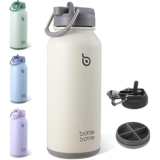 BOTTLE BOTTLE 32oz Insulated Water Bottle Stainless Steel Sport Water Bottle with Straw Dual-use Lid Design for Gym with Pill Box (gray)