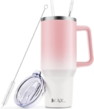 MaxBase 40 oz Tumbler with Handle and Straw Lid, Insulated Reusable Stainless Steel Travel Mug Keeps Drinks Cold up to 34 Hours, 100% Leakproof Bottle for Water, Iced Tea or Coffee, Smoothie and More