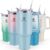 40 oz Tumbler with Handle and Straw Lid, 100% Leak-proof Travel Coffee Mug, Stainless Steel Insulated Cup for Hot and Cold Beverages, Keeps Cold for 34Hrs or Hot for 10Hrs, Dishwasher Safe (SkyBlue)