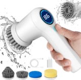 Electric Spin Scrubber, Power Scrubber Cordless Electric Shower Scrubber for Cleaning with LED Display, for Bathroom, Tub, Kitchen Stove, Tile Grout with 4 Brush Heads