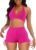 Womens High Waisted Swimsuits with Boy Shorts Brazilian Triangle Top Stripes Halter Bikini Two Piece Bathing Suits
