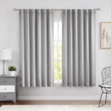 Light Grey Full Blackout Curtains for Bedroom 63-inch Length, Room Darkening Window Treatments Set 2 Panels, 52″ W Triple Weave Back Tab/Rod Pocket Drapes for Living Room