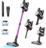 Ganiza Cordless Vacuum Cleaner- 𝟐𝟖𝐊𝐩𝐚 Powerful Suction, 6-in-1 Lightweight Stick Vacuum Cordless with LED Headlight, 40 Min Runtime, Detachable Wand for Hardwood Floor Carpet Pet Hair, Purple