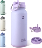 BOTTLE BOTTLE 32oz Insulated Water Bottle Stainless Steel Sport Water Bottle with Straw Dual-use Lid Design for Gym with Pill Box (purple)