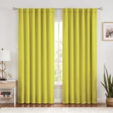 Yellow Blackout Curtains 84 Inches Long for Bedroom Living Room, Back Tab/Rod Pocket 52″ Wide Window Treatments Set 2 Panels, Thermal Insulated Triple Weave Drapes