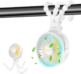 LAMJAD Stroller Fan,Portable USB Personal Clip-on Car Seat Fan Mini Handheld Desktop Fan 360° Rotatable Suitable for Camping Outdoor Office Crib Toddler Bed Treadmill (White)