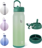 BOTTLE BOTTLE 24oz Insulated Water Bottle Stainless Steel Sport Water Bottle with Straw and Adjustable Lid Daily Pill Organizer (green gradient)
