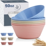 Wheat Straw Bowl Sets,6 PCS Unbreakable Cereal Bowl 50 OZ,Microwave and Dishwasher Safe Bowls,Super Big Bowl Sets BPA Free Eco Friendly Bowl for Serving Cereal,Oatmeal and Salad (Colorful Series)