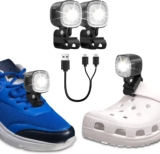2 Pcs Croc Lights, Headlights for Crocs with Rechargeable IPX6 Waterproof,Headlights for Sports Shoe with 4 Light Modes Head Adjustable, Shoe Lights for Running,Walking Dog, Camping, Hiking (Black)