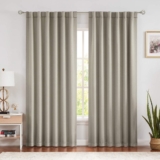 100% Blackout Tan Curtains 84 Inches Long for Bedroom Living Room, Back Tab/Rod Pocket 52″ Wide Window Treatments Set 2 Panels, Thermal Insulated Triple Weave Drapes